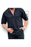 Oversize Fermurlı Polo Yaka T-Shirt