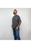 Royal Club Yazılı Çizgili Oversize T-Shirt