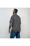 Royal Club Yazılı Çizgili Oversize T-Shirt