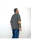 Royal Club Yazılı Çizgili Oversize T-Shirt