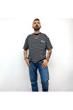 Royal Club Yazılı Çizgili Oversize T-Shirt