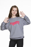 Kız Çocuk Yazı Baskılı Sweatshirt 9-14 Yaş Lx143