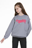 Kız Çocuk Yazı Baskılı Sweatshirt 9-14 Yaş Lx143