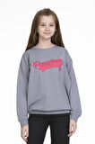 Kız Çocuk Yazı Baskılı Sweatshirt 9-14 Yaş Lx143