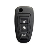 Ford Focus Mondeo Fiesta Kuga Sustalı Anahtar Uyumlu Silikon Oto Anahtar Kumanda Kabı Kılıf Siyah