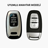 Auidi A4-A5-A6-A7-Q5-Q7 Sustasız Anahtar Uyumlu Silikon Oto Anahtar Kumanda Kabı Kılıf Füme