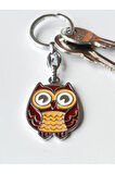 Kahverengi Baykuş Metalik Anahtarlık