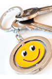 Sarı Gülen Surat Emojili Dönebilen Metal Anahtarlık