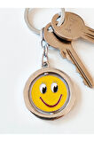 Sarı Gülen Surat Emojili Dönebilen Metal Anahtarlık