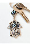 Nazar Boncuklu Fatımanın Eli Metal Anahtarlık