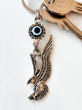 Nazar Boncuklu Kartal Figürlü Metal Anahtarlık