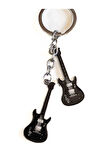 Siyah İki Gitarlı Metal Anahtarlık
