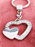 Taşlarla Süslü Kalp Metal Anahtarlık