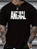 ANIMAL Desen Baskı Erkek Oversive Tişört, Grafik Tişört Erkek Yazlık Outdoor Kıyafetleri, Sporda Ve Günlük Giyime Uygun - Siyah