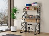 Wood'n Love Odin Üçgen Metal Ayaklı Kitaplıklı Çalışma Masası - Atlantik Çam / Siyah