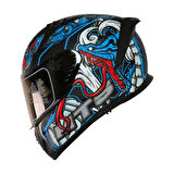 Motosiklet Kaskı Ece 22.R06 Sertifikalı Double Vizör Full Face Kask Myth Blue