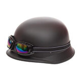 Motosiklet ve Bisiklet Yarım Kask Retro Gözlüklü Chopper Cruiser Kaskı Mat Siyah