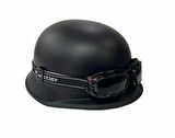 Motosiklet ve Bisiklet Yarım Kask Retro Gözlüklü Chopper Cruiser Kaskı Mat Siyah