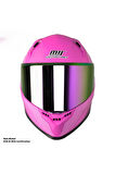 Motosiklet Kadın Kaskı 22.R06 Sertifika Güneş Vizörlü Fiber Kask Full Face Motor Kask Furchsia Lady