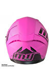 Motosiklet Kadın Kaskı 22.R06 Sertifika Güneş Vizörlü Fiber Kask Full Face Motor Kask Furchsia Lady
