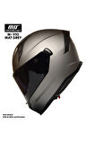 Motosiklet Sertfikalı Güneş Vizörlü Kask Full Face Motor Kaskı Mat Grey