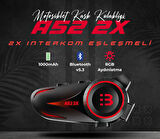 Motosiklet İntercom Seti 2 Kişi Bağlantılı Bluetooth V5.3 Rgb Kask Kulaklığı Yeni