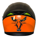 Motosiklet Çene Açılır Kask Ece 22.06 Sertifika Güneş Vizörü Motor Kaskı Eagle Orange