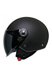 Motosiklet Yarım Deri Kask Siyah Vizör R22.06 Sertifika Fiber Material Black Leather Motor Kaskı
