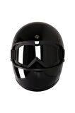 Motosiklet Retro Kask Harley  Cafe Racer Vespa Modüler ve  Anti UV Gözlüklü Motor Kaskı Black