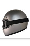 Motosiklet Retro Kask Harley Cafe Racer Vespa Modüler ve Anti UV Gözlüklü Motor Kaskı Gray