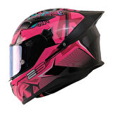 Motosiklet Kadın Kaskı Ece 22.R06 Double Vizörlü Full Face Motor Kask Beast Pink