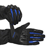 Motosiklet Yazlık Eldiven Darbe Emici Koruma Fileli Mesh Kumaş Tel Dokunmatik Motor Eldiveni Blue