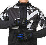 Motosiklet Yazlık Eldiven Darbe Emici Koruma Fileli Mesh Kumaş Tel Dokunmatik Motor Eldiveni Blue