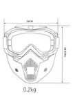 Motosiklet Cross Bisiklet Gözlüğü Açık Kask Maskesi Süngerli Bant Lastikli Jet Maske Sarı Cam Gold