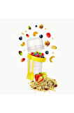 4lü Set 1100 ml Take-go Kaşıklı Hazneli Meyveli Yoğurt Kabı Piknik Atıştırmalık Granola Süt Bardak