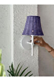 Mor Rattan Kablosuz Pilli Duvar Aydınlatması Aplik - Alt Beyaz