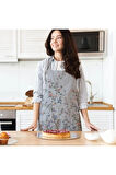 Mini Colorful Flowers Mutfak Önlüğü (Keten Kumaş, Uluslararası Yıkama Ve Solmama Sertifikası)