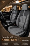 Audi A4 Sedan 2001+ Uyumlu Apex Linen Bel Destekli Keten Füme Siyah Koltuk Kılıfı