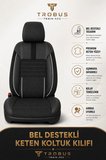 Dacia Logan 2004+ Uyumlu Apex Linen Bel Destekli Keten Siyah Beyaz Koltuk Kılıfı