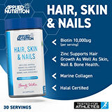 Applied Nutrition Hair, Skin & Nails, (BİOTİN+B12+MAGNESİUM OXİDE+GRAPE+COLLAGEN+FOLİC ACİD 60 Caps