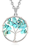 Sertifikalı Doğal Firuze (turkuaz) Taşı Hayat Ağacı Kolye