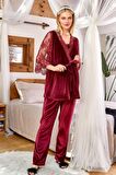 Cossy By Aqua Kadife 3'Lü Lohusa Pijama Takımı Cossy by Aqua 24161-BORDO - 36