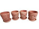 4 ADET ANTİK GÖRÜNÜMLÜ TOPRAK SAKSI 12*12 CM