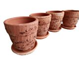 4 ADET ANTİK GÖRÜNÜMLÜ TOPRAK SAKSI 12*12 CM