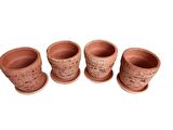4 ADET ANTİK GÖRÜNÜMLÜ TOPRAK SAKSI 12*12 CM