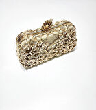 KRİSTAL TAŞ & ÇİÇEK FİGÜR METAL KASA KADIN ABİYE ÇANTA