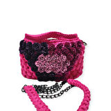 PENYE İP ÖRGÜSÜ ÇİÇEK DETAYLI EL YAPIMI KADIN EL-OMUZ ÇANTASI