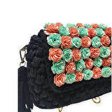 PENYE İP ÖRGÜSÜ ÇİÇEK DETAYLI EL YAPIMI KADIN ( ÇAPRAZ) OMUZ ÇANTASI