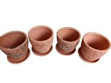 4 ADET ANTİK GÖRÜNÜMLÜ TOPRAK SAKSI 12*12 CM