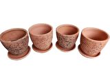 4 ADET ANTİK GÖRÜNÜMLÜ TOPRAK SAKSI 12*12 CM